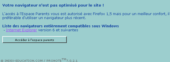 capture d'cran indiquant que IE6 est un navigateur rcent !